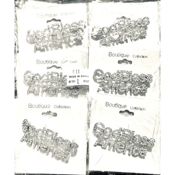 Wholesale Bulk Lot 12 Silver Tone Stylized God Bless America Crystal Brooches - Picture 4 of 5